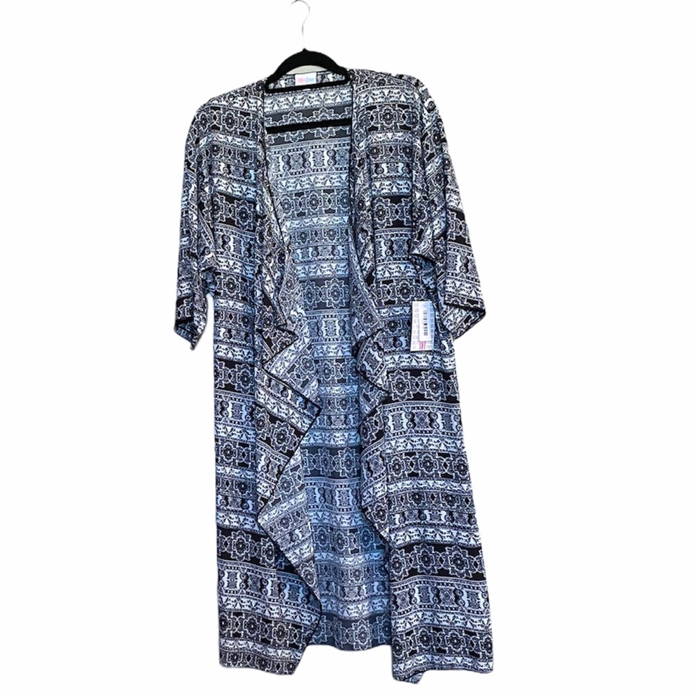 LuLaRoe SHIRLEY Kimono Size M Black, White & Grey